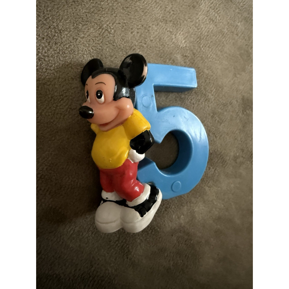 VINTAGE Disney Mickey Mouse Figure #5 Birthday Cake Topper 2" PVC Applause 80s